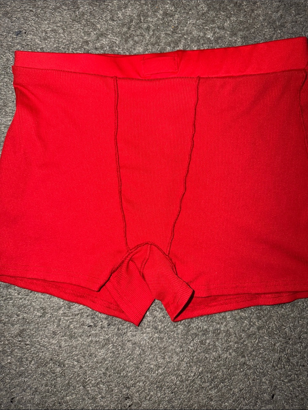 Red Women's Ribbed Pajama Set - Short Sleeve Top & Shorts - Picture 4 of 6